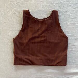 Girlfriend Collective Ribbed Brown Dylan Tank Top Bra Small S